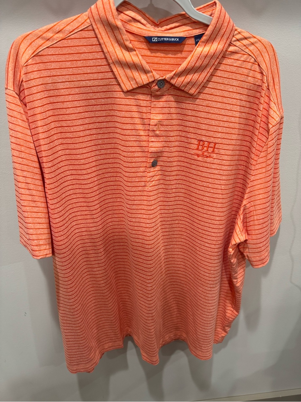 Cutter & Buck Men’s Orange Heathered Stripe Polo